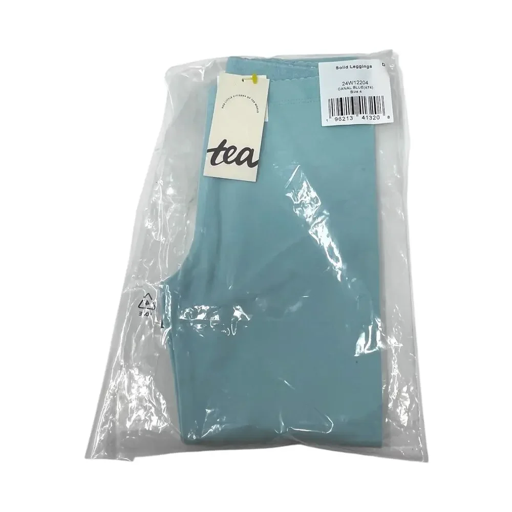 Tea Collection NWT Canal Blue Solid Leggings. Size 4.